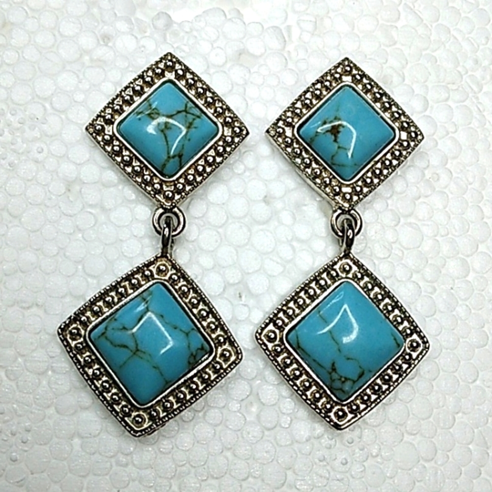 Turquoise dangle stud earrings